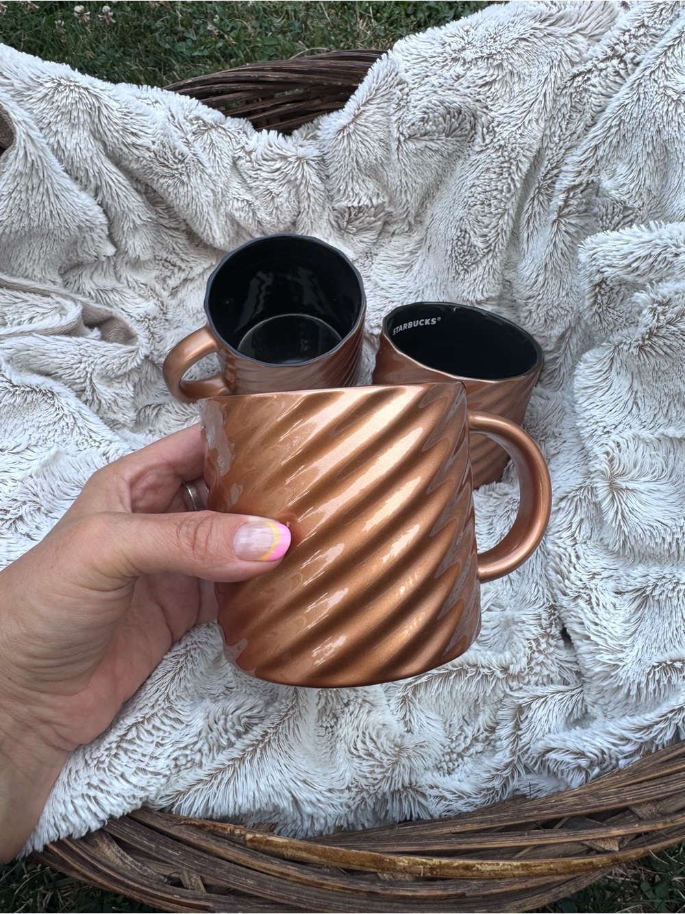 Starbucks Metallic Copper Spiral Ceramic Mug - Copper 2024 edition set of 3